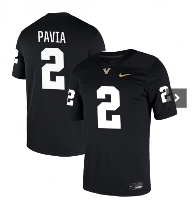 Men's None Black 2024 team authorized Diego Pavia #2 match worn Jersey