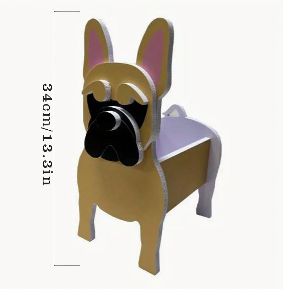 Frenchie Shaped Wooden Plant Pot Whimsical Garden Decor Casual Wear