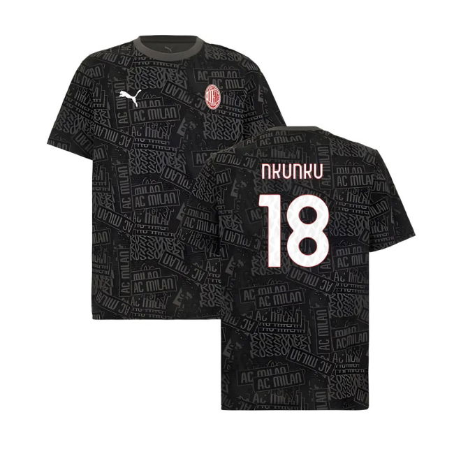 2025-2026 AC Milan ftblCulture Tee AOP (Black) (Nkunku 18)
