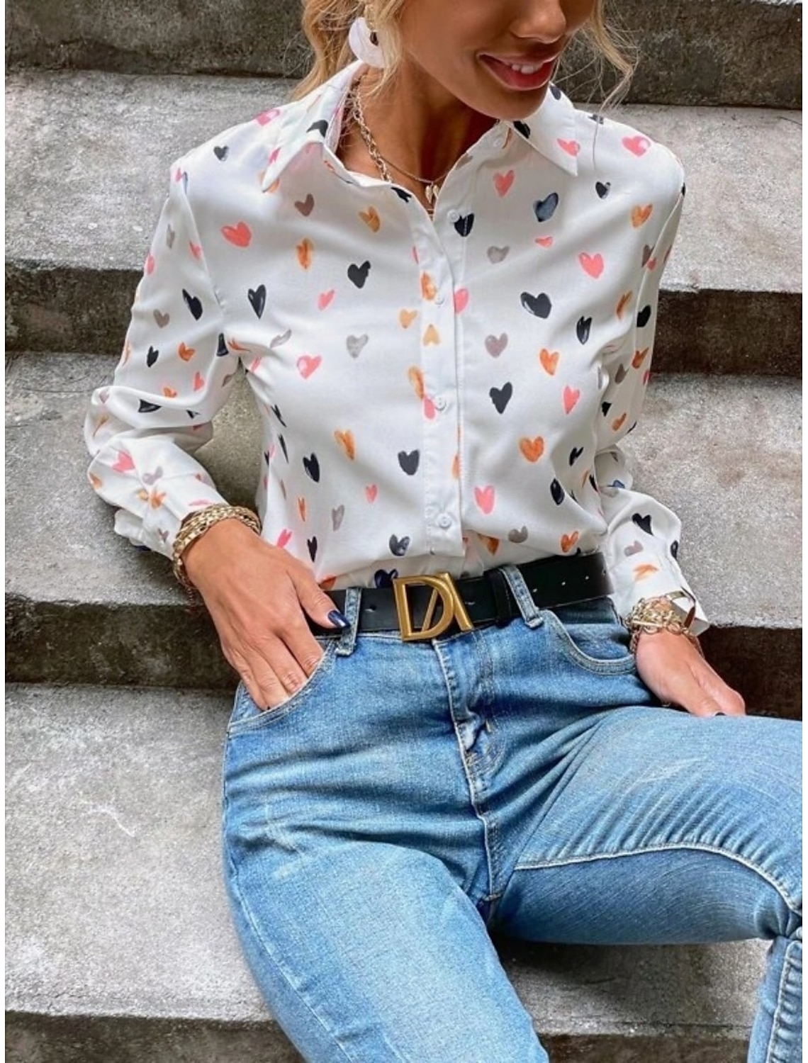Women's Shirt Blouse Stylish Casual Butterfly Regular Tops Long Sleeve Shirt Collar Buttons Print Regular Fit Daily Summer Spring