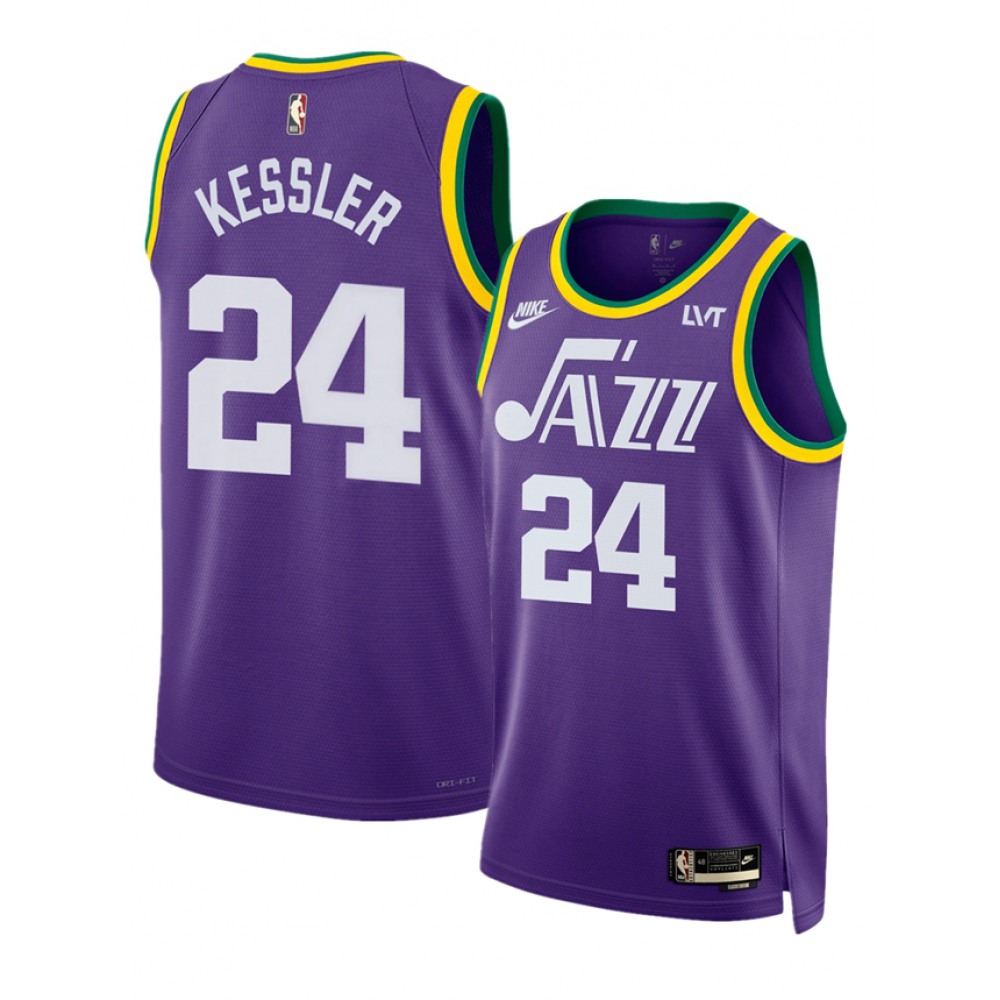 Men's Utah Jazz #24 Walker Kessler Purple 2023 Classic Edition Stitched Basketball Jersey