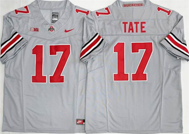 Men's OSU Ohio Carnell Tate #17 moisture wicking Gray 2025 team