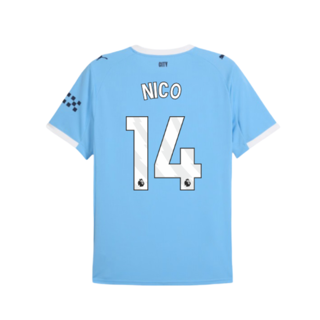 Classic 2025-2026 Man City Home Shirt Nico 14 Authentic