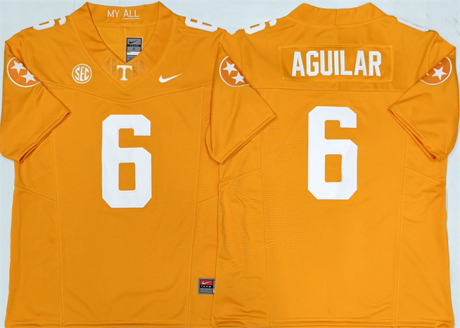 Men's None #6 Joey Aguilar Orange 2025 official licensed college