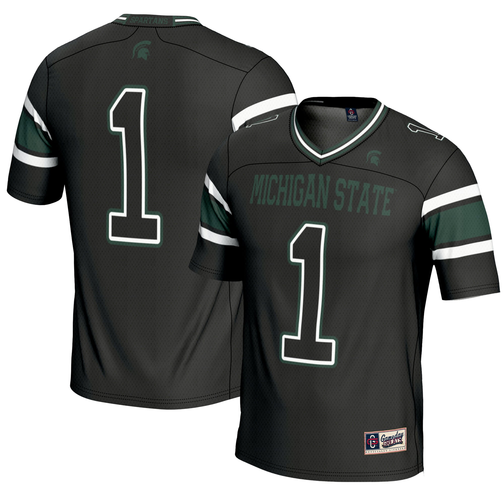 Youth #1 Black Michigan State Spartans Endzone Football Jersey