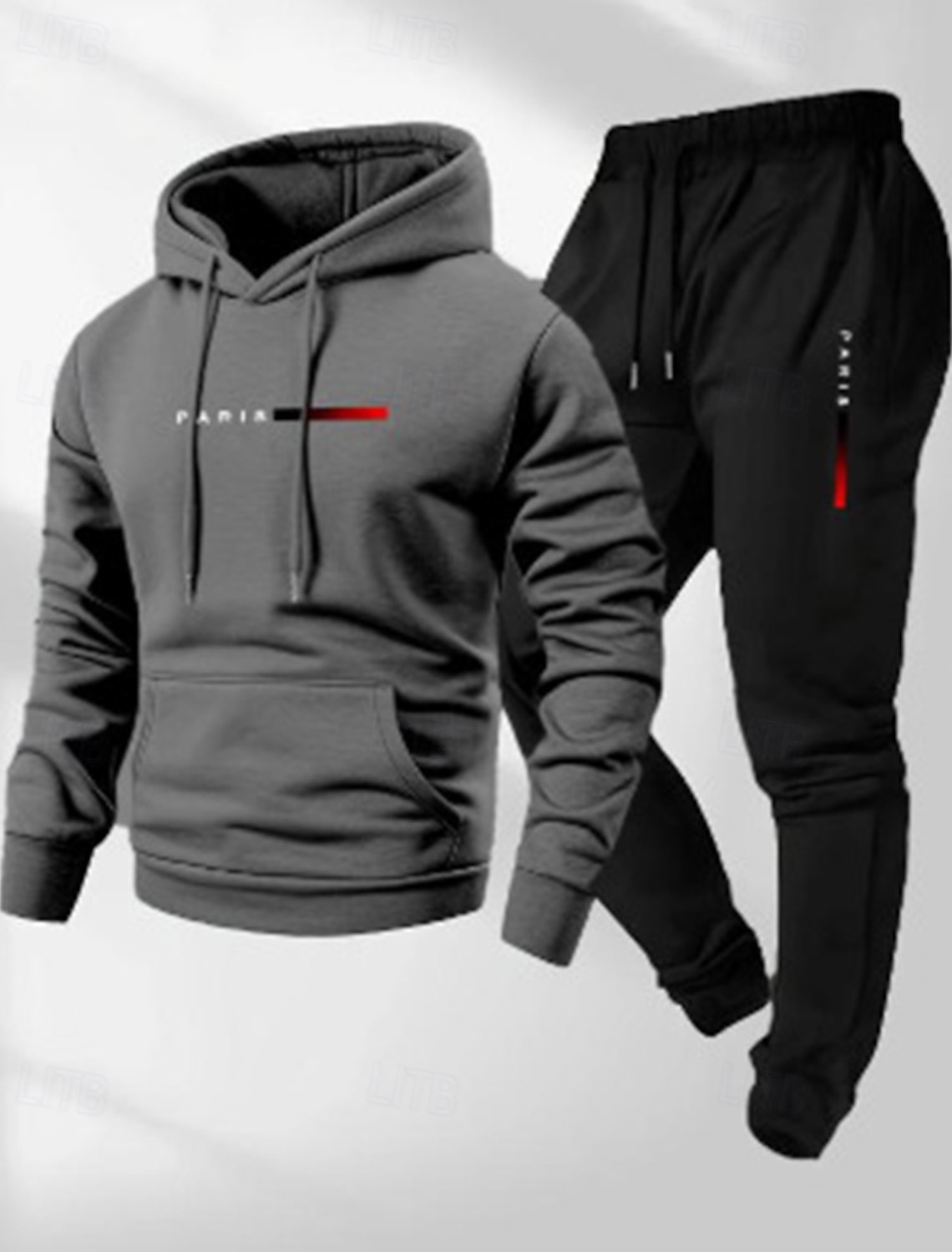 Men's 2 Piece Tracksuit Sports Sweatpants Hooded Sweatshirt with