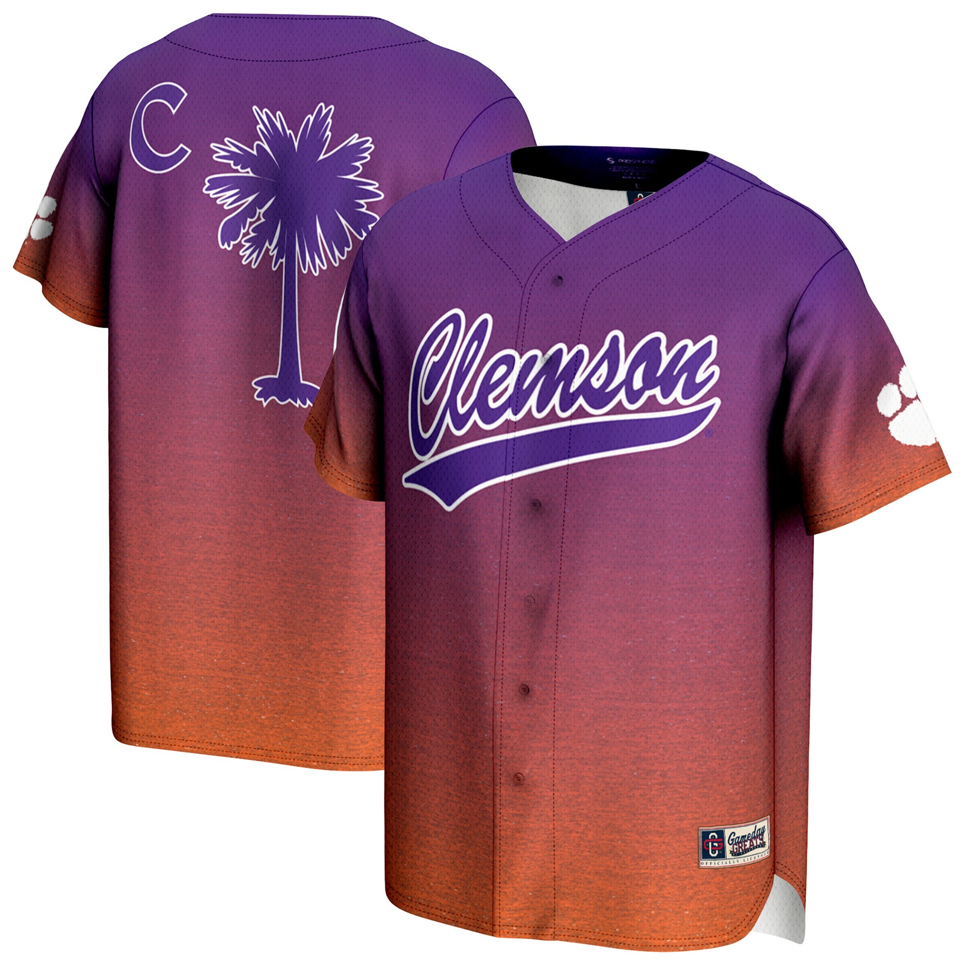 [DDG] Clemson Tigers GameDay Greats Youth Lightweight Baseball Jersey - Purple/Orange