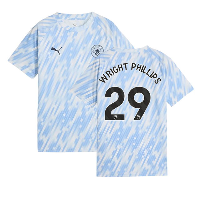 2025-2026 Man City Warm Up Jersey (Silver Sky) - Kids (Wright Phill...