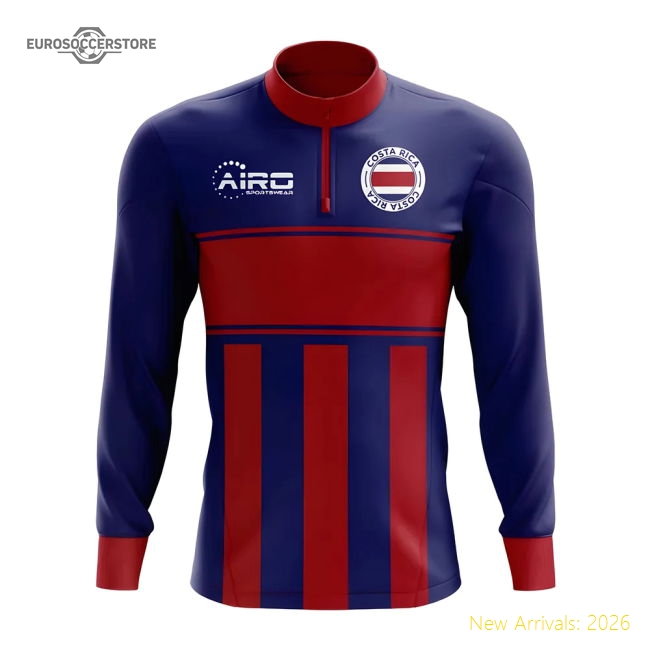Excellent Costa Rica Concept Football Half Zip Midlayer Top (blue-red)