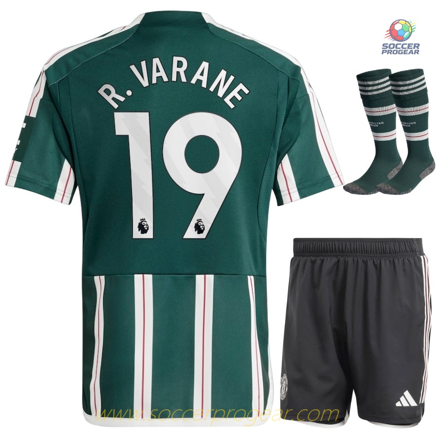 Manchester United Away Child Kit Shirt 2023 2024 R.Varane