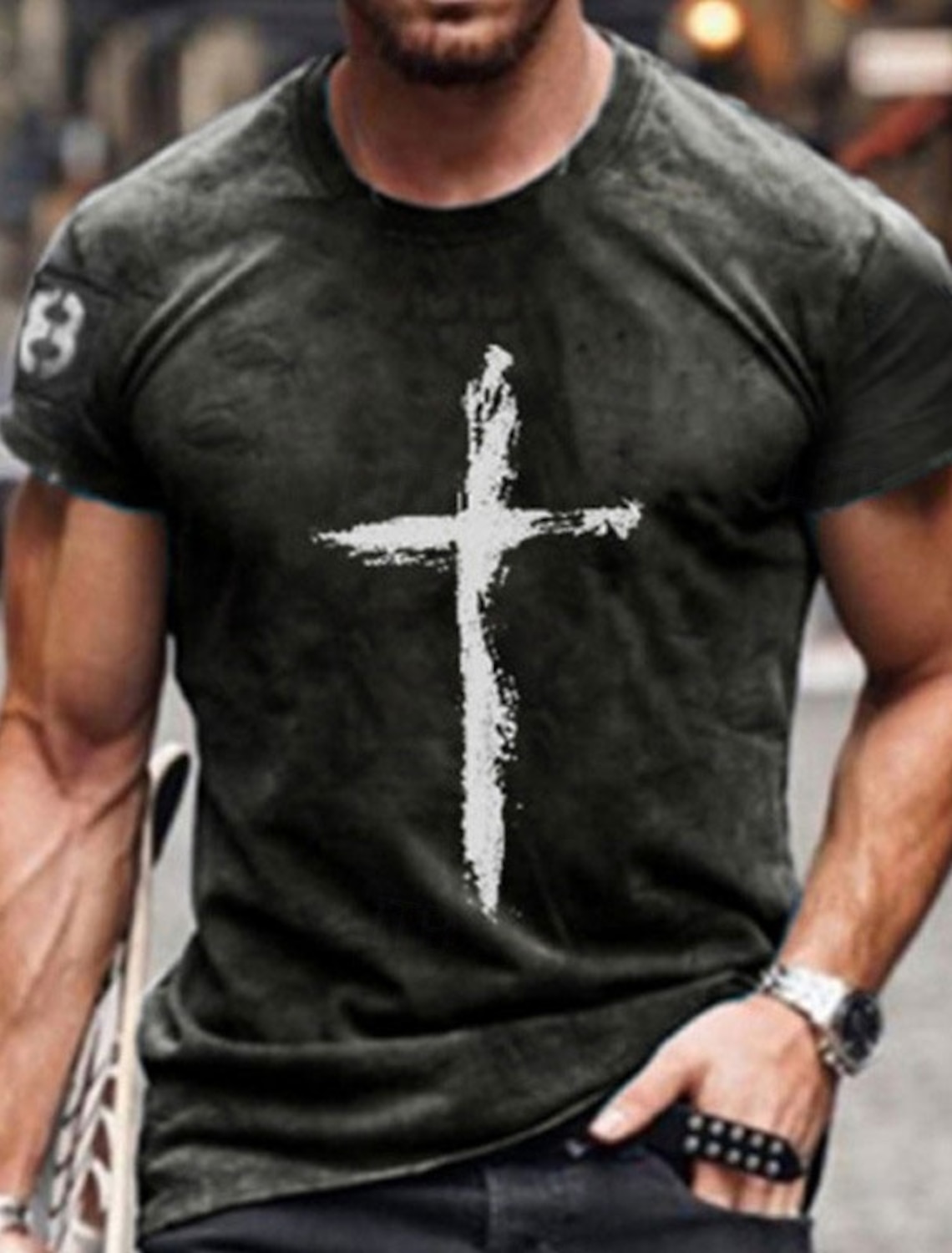 Men's Templar Cross Letter T Shirt Graphic Tee Christian Shirts Short