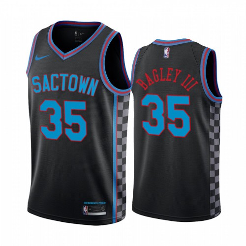 Kings #35 Marvin Bagley Professional 2020 City NBA Jersey - Black