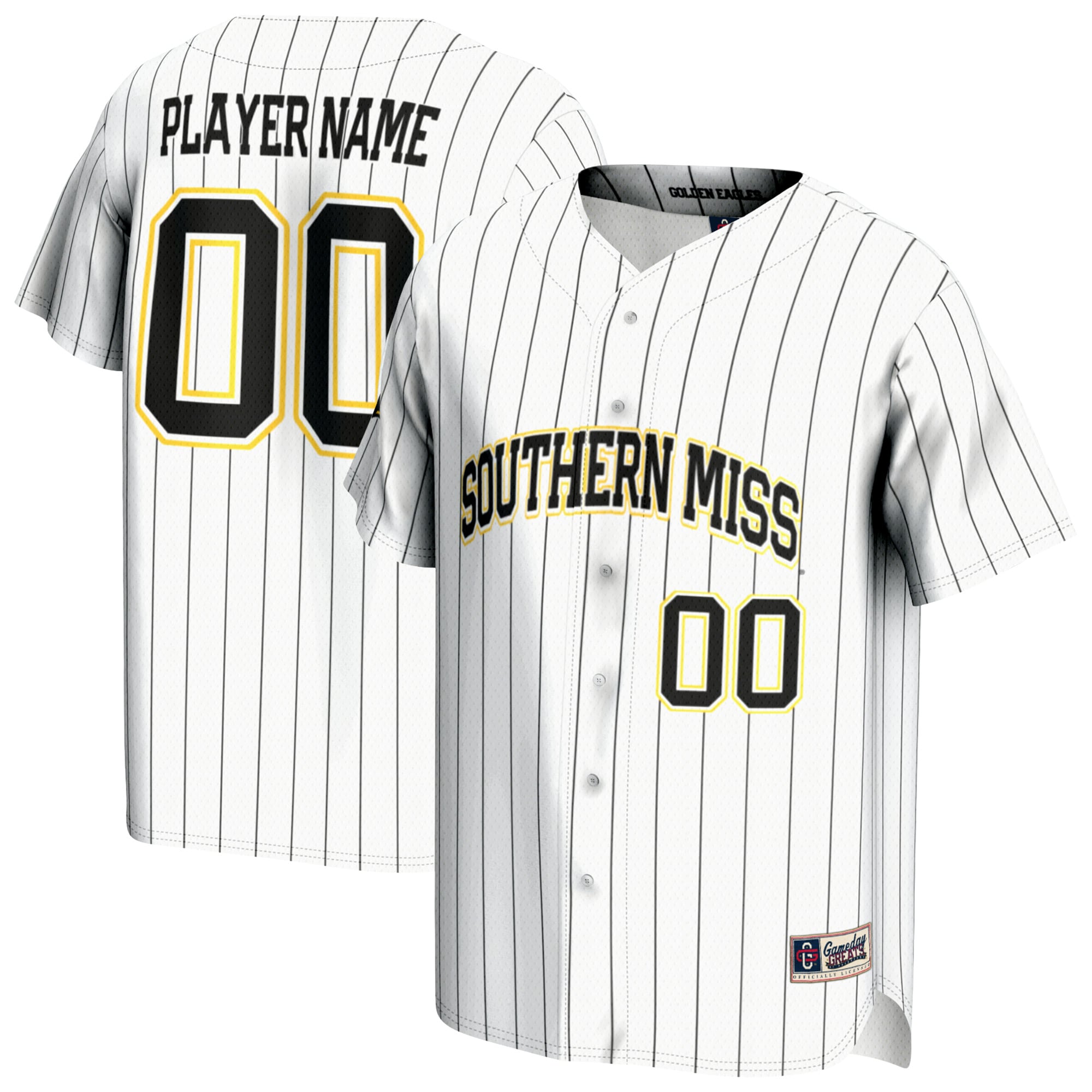 [DDG] Southern Miss Golden Eagles GameDay Greats Unisex NIL Pick-A-Player Lightweight Baseball Jersey - White