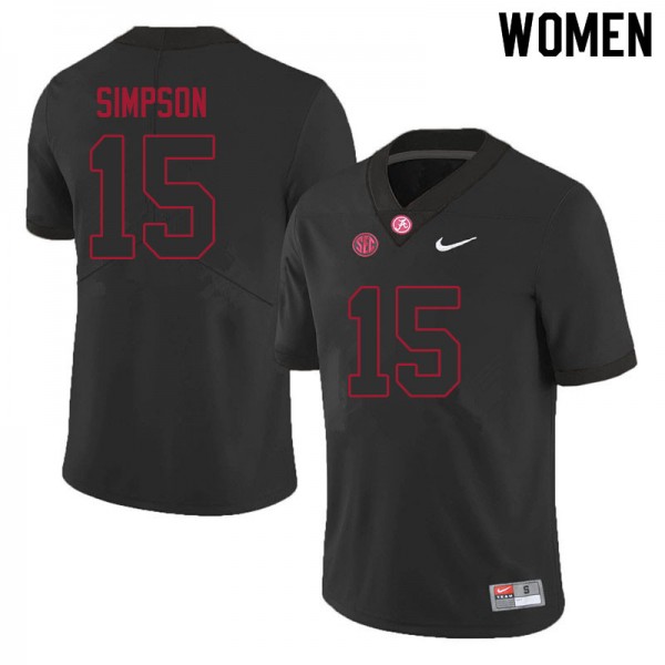 Women Alabama Crimson Tide #15 Ty Simpson Black Nike Stitch Jersey