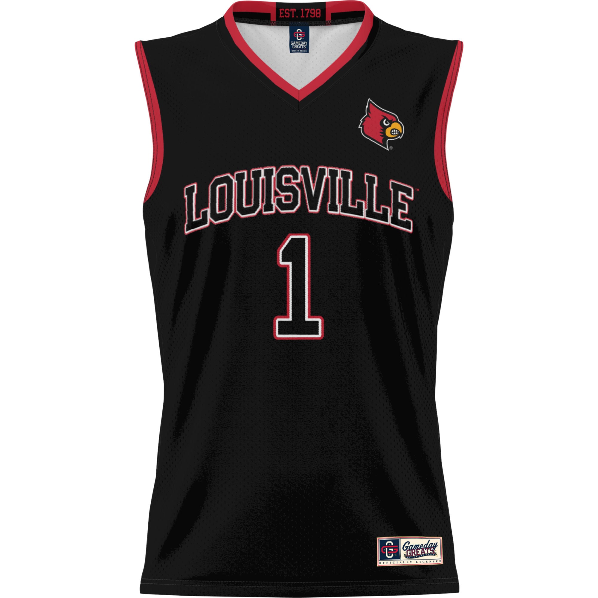 [DDG] Louisville Cardinals GameDay Greats Unisex Lightweight Basketball Jersey - Black