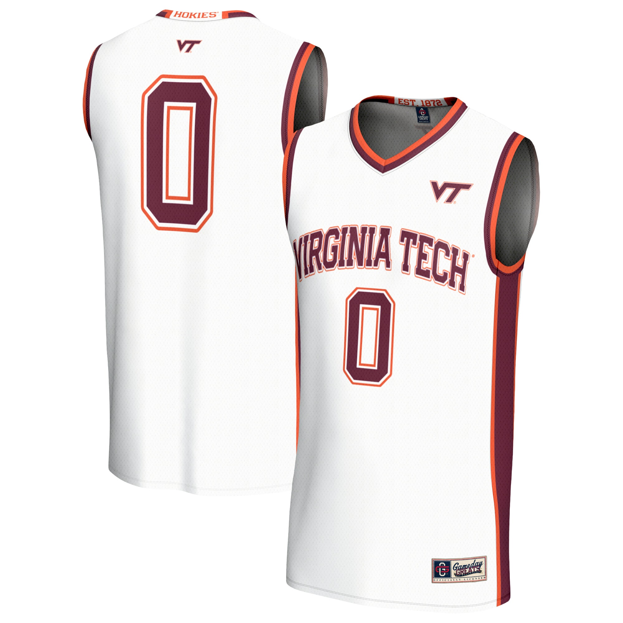 [NJP] Virginia Tech Hokies GameDay Greats Lightweight Collegiate Basketball Fashion Jersey - White