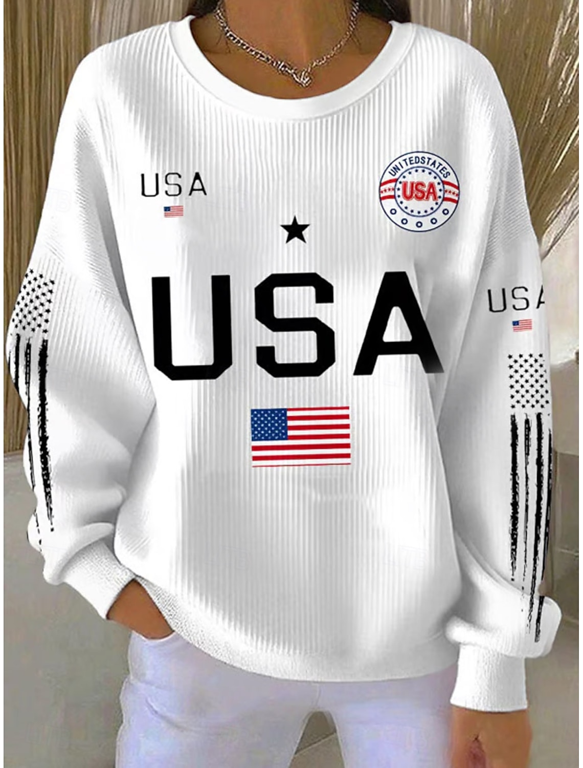 American Independence Day Women's Waffle Polo Shirts Graphic Flag Vintage Stylish Classic Short Sleeve Polo Collar Regular Tops Casual Daily White Red Summer Spring