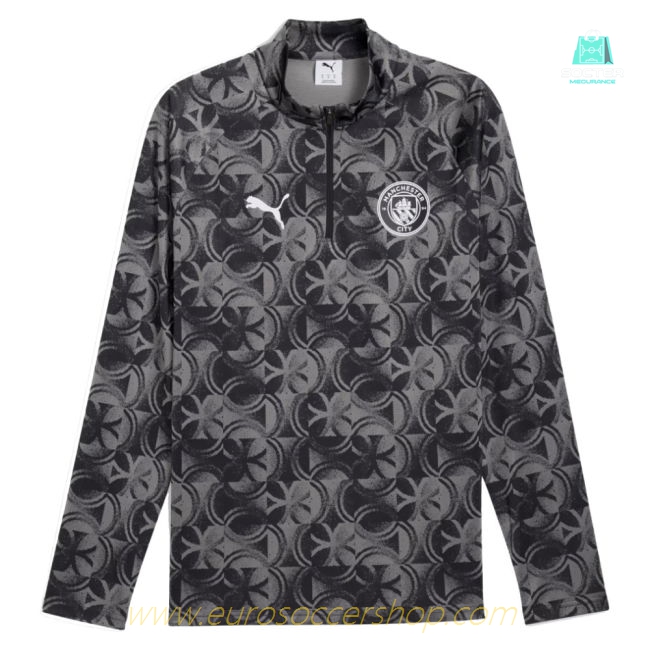 2025-2026 Man City Warm Up 1/4 Zip Top (Black)
