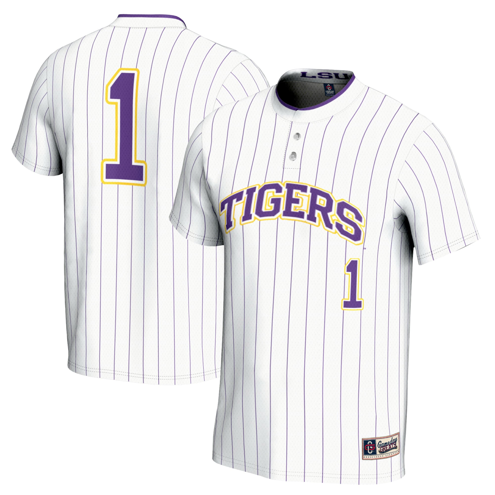#1 LSU Tigers GameDay Greats Unisex Lightweight Softball Jersey - White