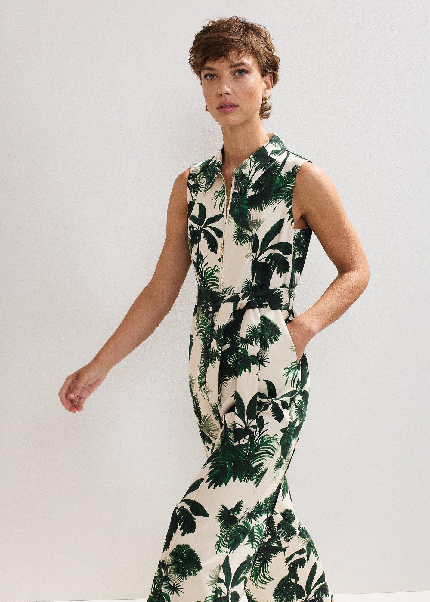 Tullisa Denim Palm Jumpsuit