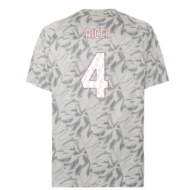 Match Quality Acm Ac Milan Warm Up Jersey Smokey Gray Ricci #4 202...