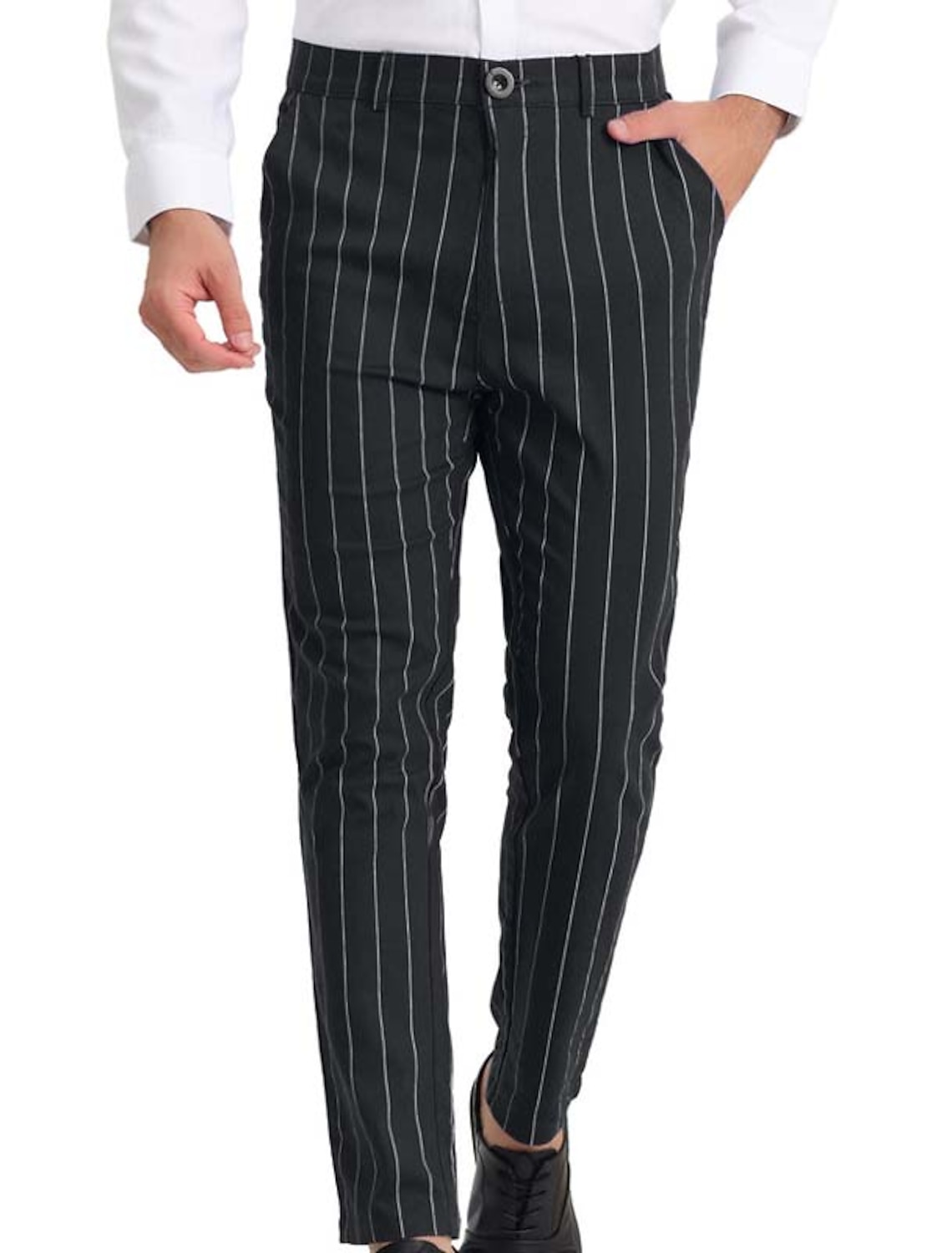 Men's Trousers Chinos Jogger Pants Pocket Straight Leg Stripe Comfort Daily Holiday Going out Fashion Classic Black Blue Micro-elastic