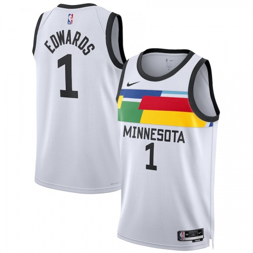 Minnesota Minnesota Timberwolves #1 Anthony Edwards Nike White 2022-23 Swingman Jersey ¨C City Edition Mens