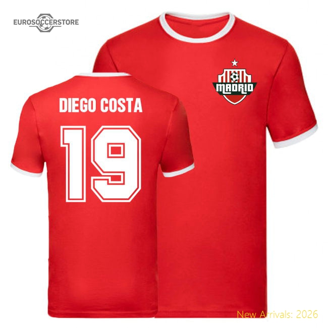 Premium Diego Costa Atletico Madrid Ringer Tee (red) - Unique Style