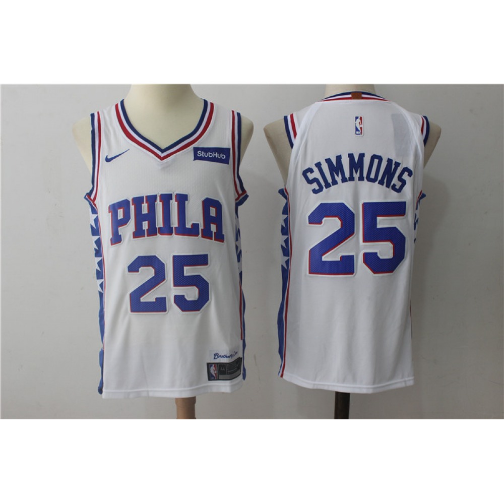 Men's Philadelphia 76ers #25 Ben Simmons White Stitched NBA Jersey