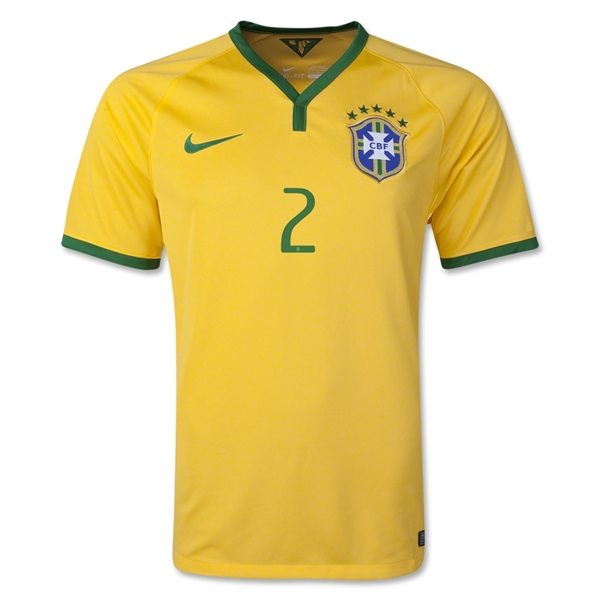 2014 Brazil 2 DANI ALVES Home Yellow Jersey Shirt - Official Replica