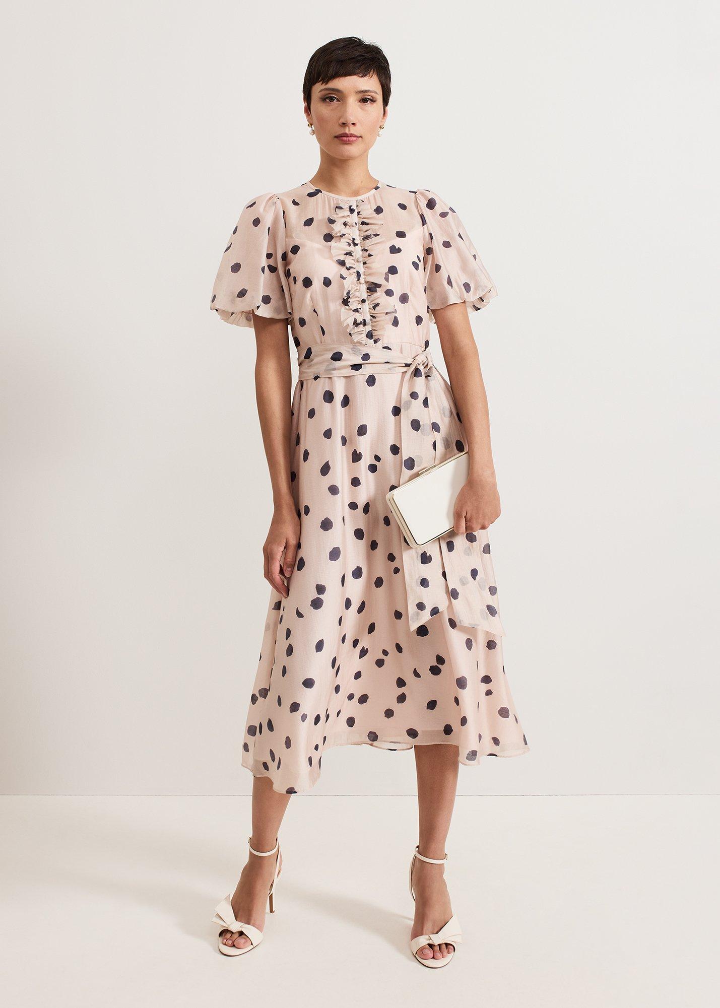 Nicola Spot Ruffle Midi Dress