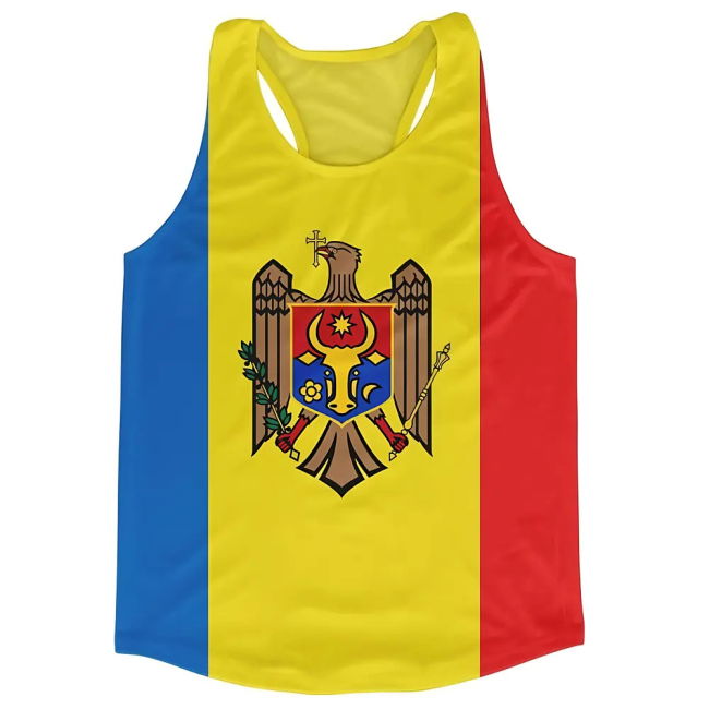 Moldova Flag Running Vest Quality Netherlands Oranje Authentic