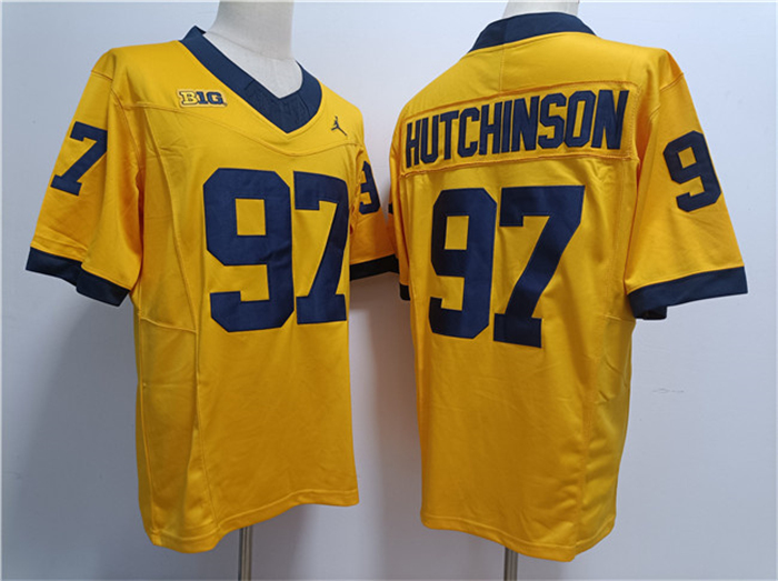 home jersey Men's U-M Wolverines Aidan Hutchinson #97 Yellow 2024