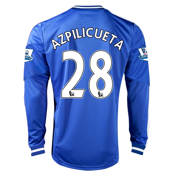 13-14 Chelsea 28 AZPILICUETA Home Long Sleeve Jersey Shirt - Official