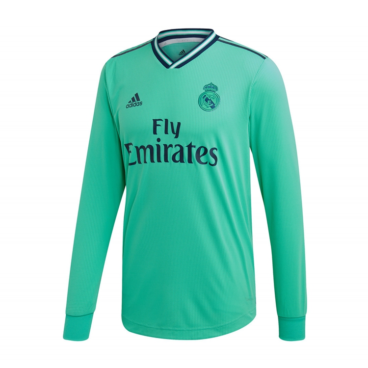 Authentic Real Madrid Away 2019-20 Green Long Sleeve Soccer Jersey