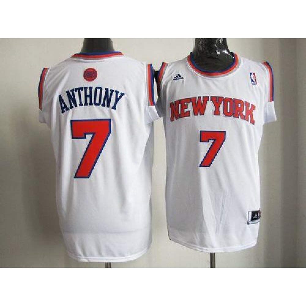 Performance Durable Men's NYK #7 Carmelo White Basketball Jersey