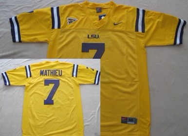 Men's LSU LA Tigers Yellow 2024 college football Tyrann Mathieu #7