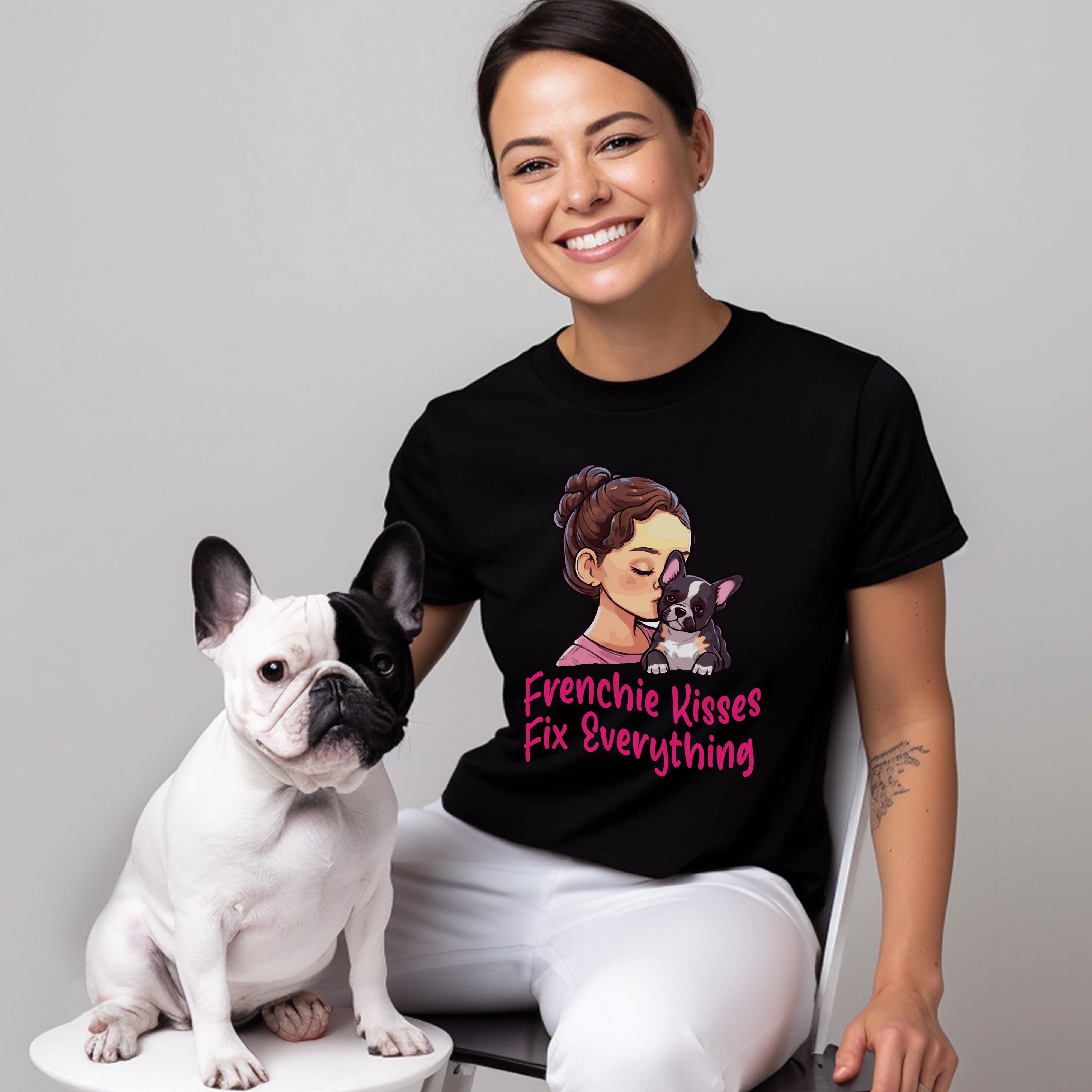 Premium Frenchie Kisses - Everyday Unisex T-shirt Casual Wear