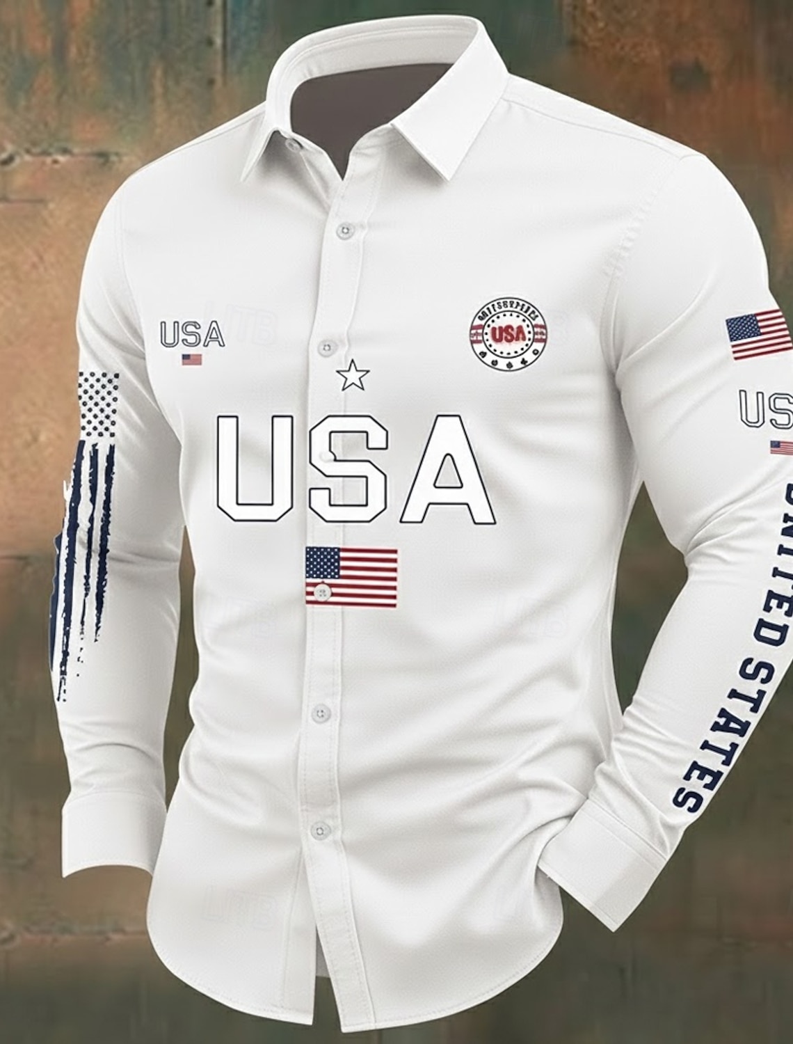 Men's 4th of July U.S. 250th Anniversary US Flag Patriotic Shirt Button Up Shirt Long Sleeve Vintage Retro Holiday Casual Daily Spring Fall Turndown 3D Print Linen Like Shirt Blue White Red