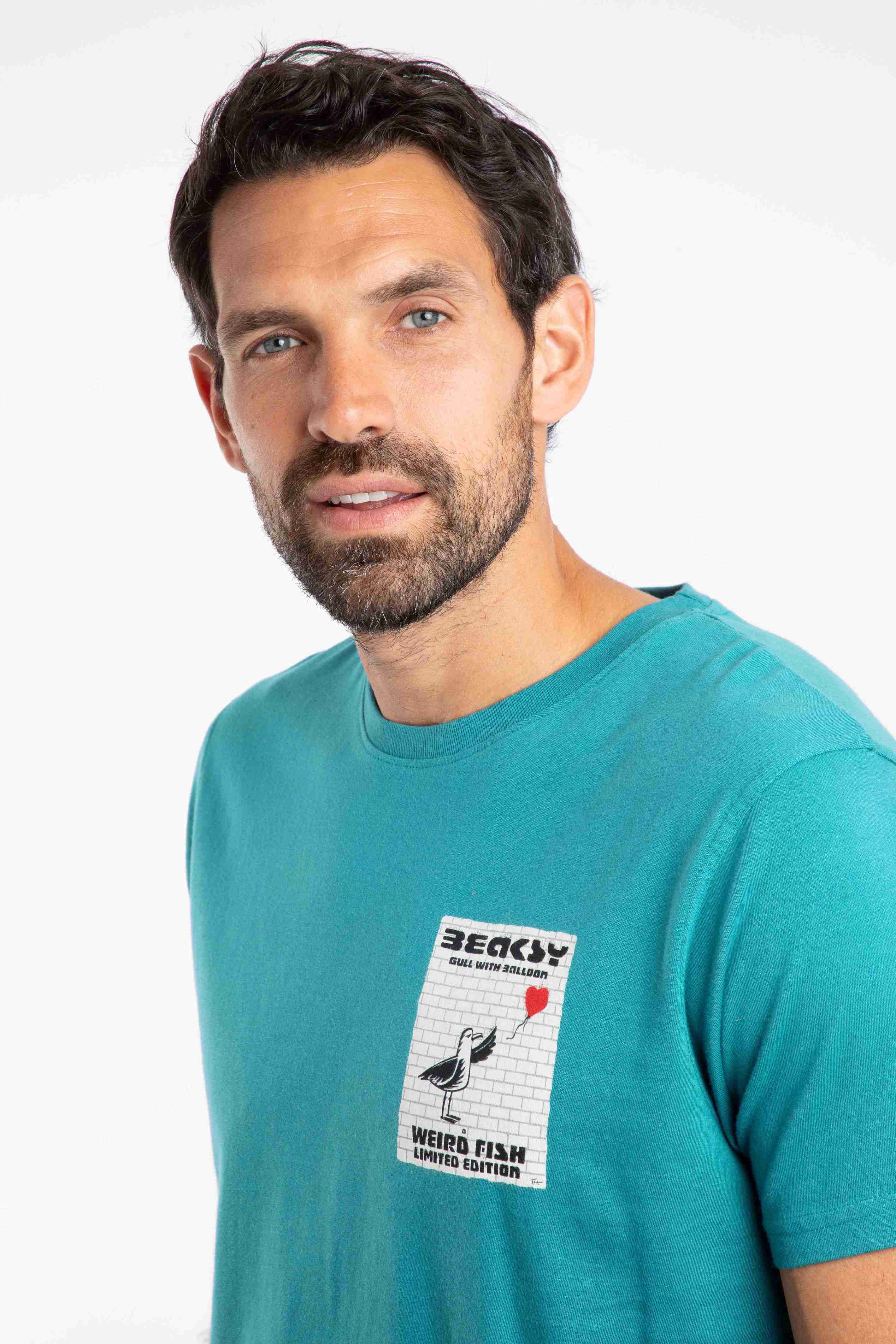 Beaksy Back Print Artist T-Shirt Deep Teal