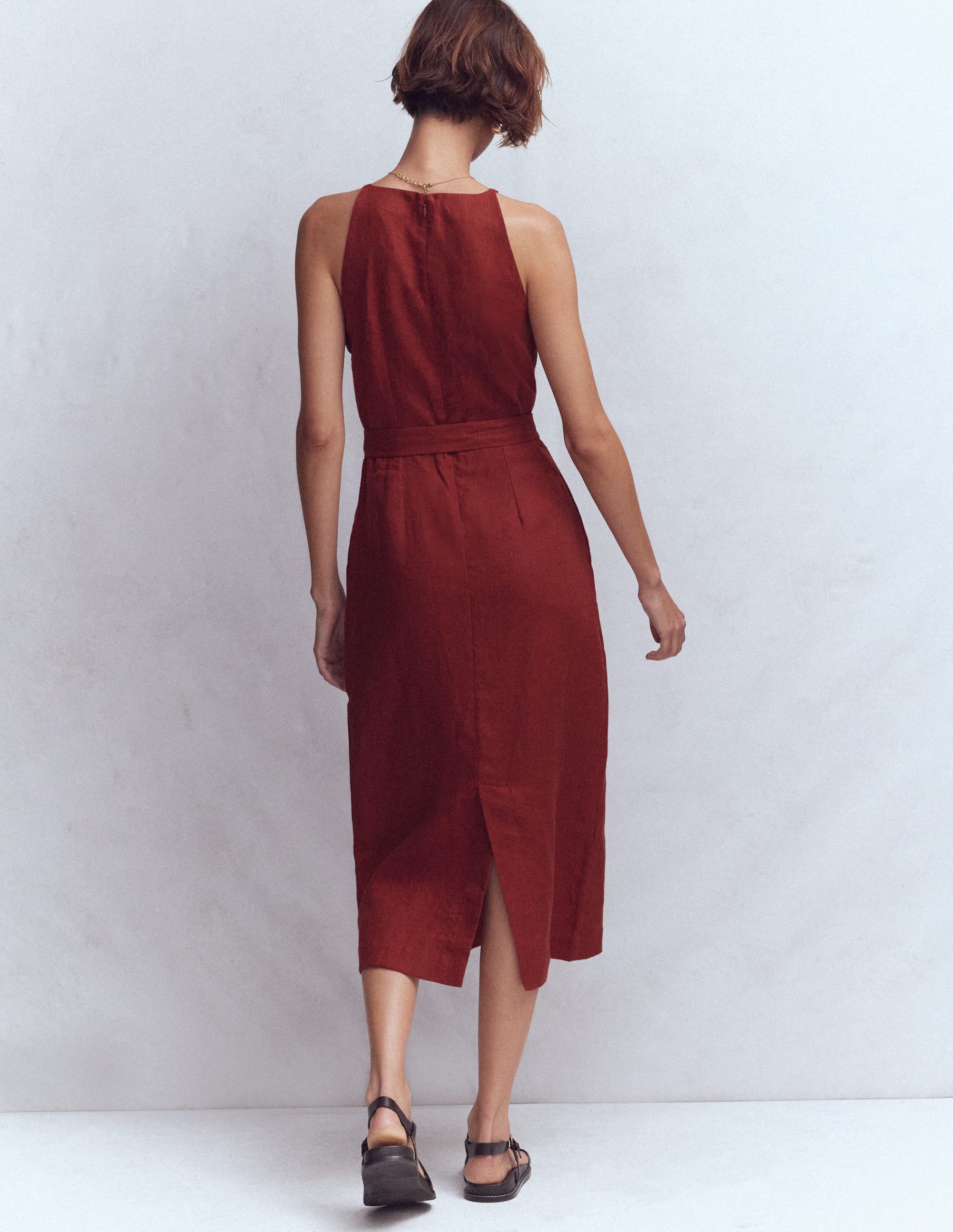 Rosa Halter Linen Midi Dress