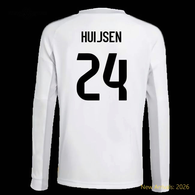 2025-2026 Real Madrid Long Sleeve Home Shirt (Kids) (Huijsen 24)
