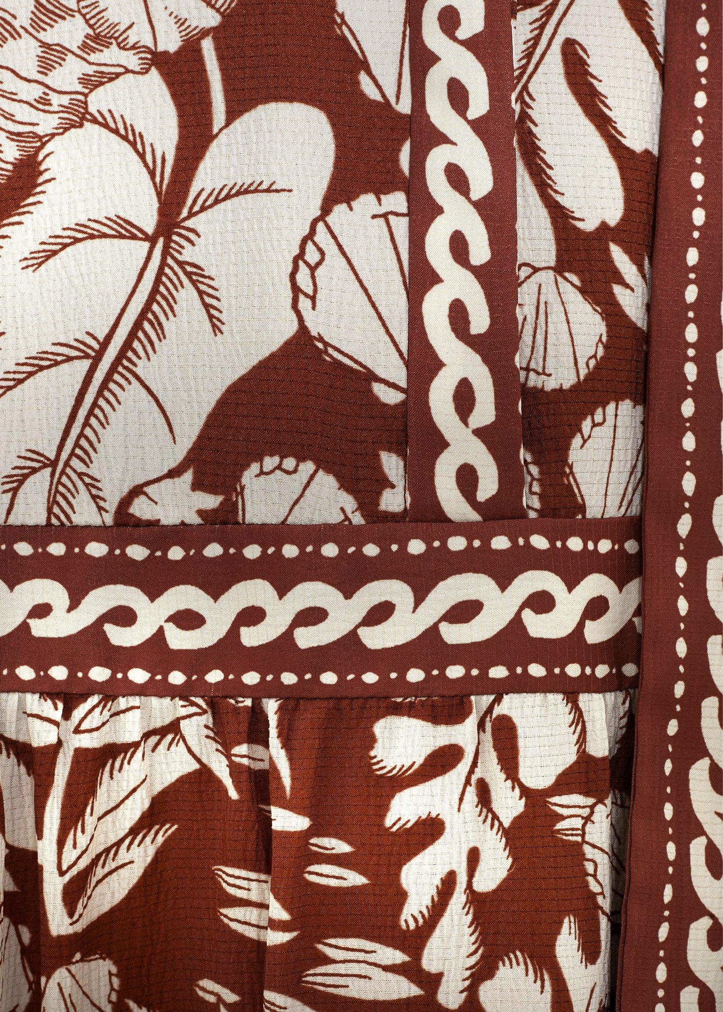 Petite Coralie Tan Print Midi Dress