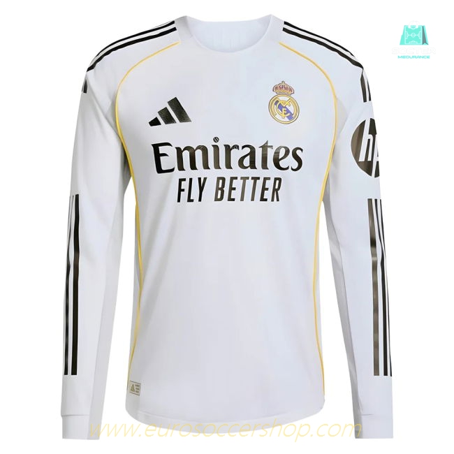 2025-2026 Real Madrid Authentic Long Sleeve Home Shirt
