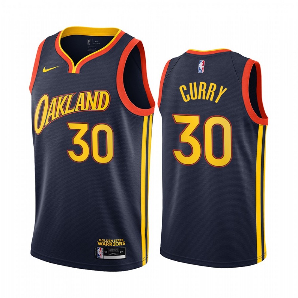 Pro Grade Stephen Curry30 Golden State Warriors Navy Jersey - City...