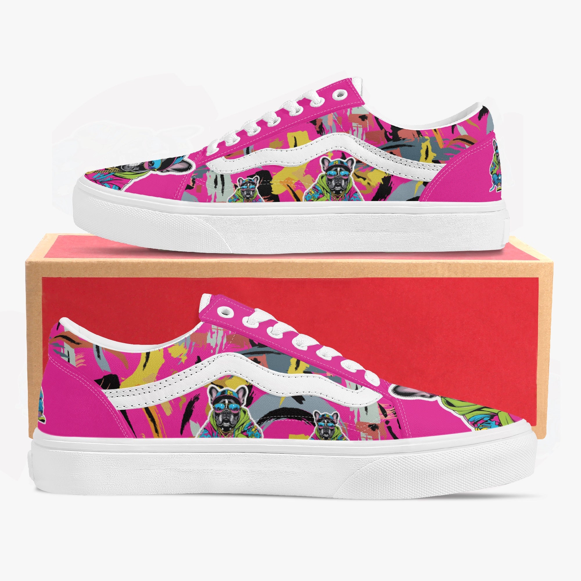 Sparky - Frenchie Lover Trendy Low-top Canvas Sneakers Pet Owner Apparel