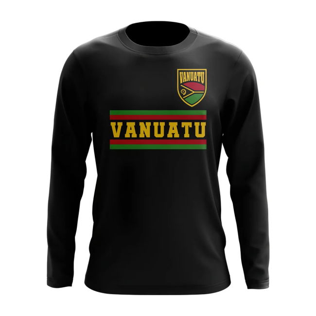 Premium Vanuatu Core Football Country Long Sleeve T-Shirt (Black)