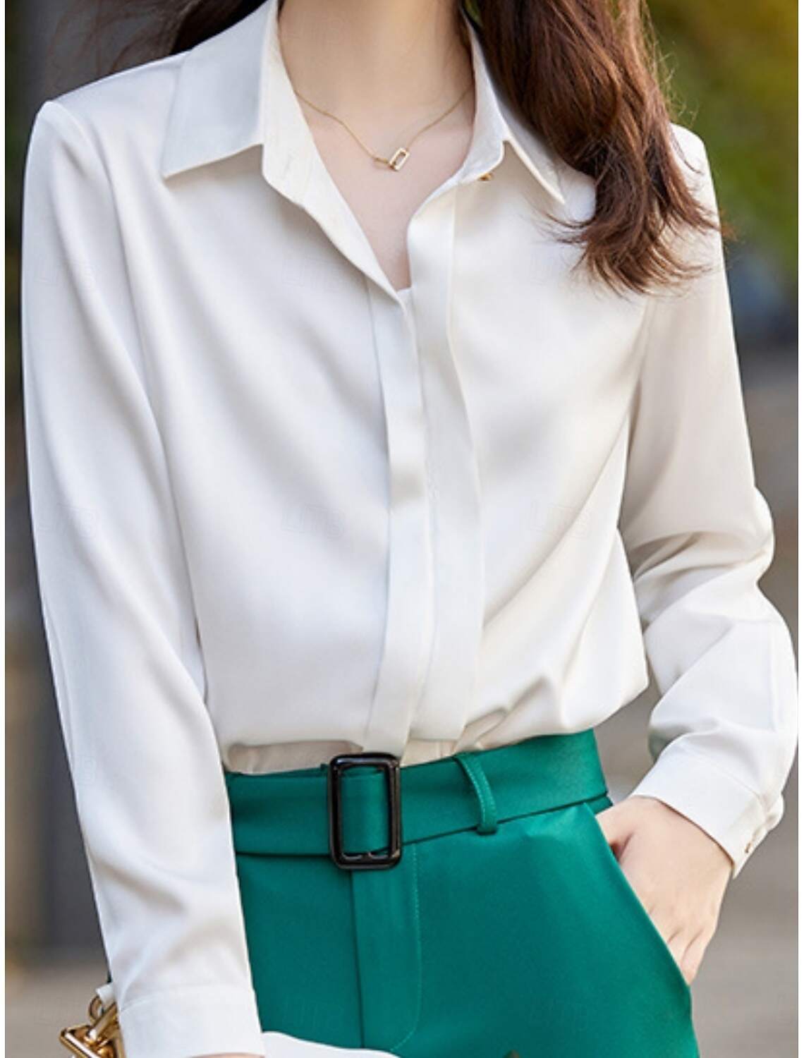 Women's Shirt Blouse Basic Casual Solid Color Regular Tops Long Sleeve Shirt Collar Buttons Regular Fit Daily Fall Winter