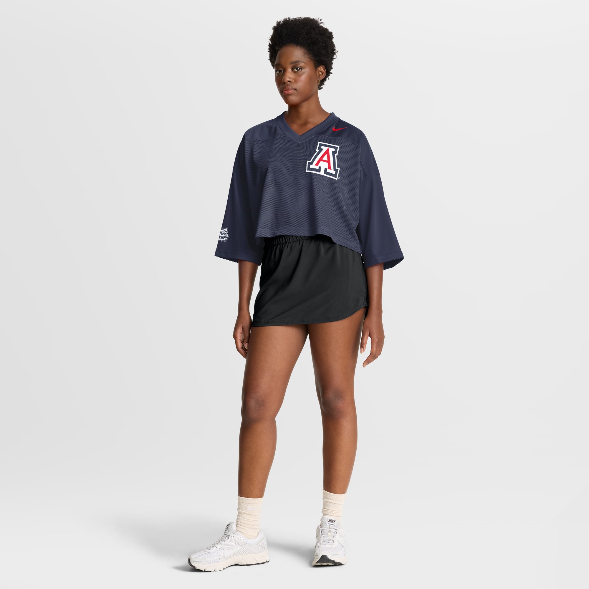 Arizona Wildcats Nike Women's Cropped Mesh Dri-FIT Fashion Jersey - Navy
