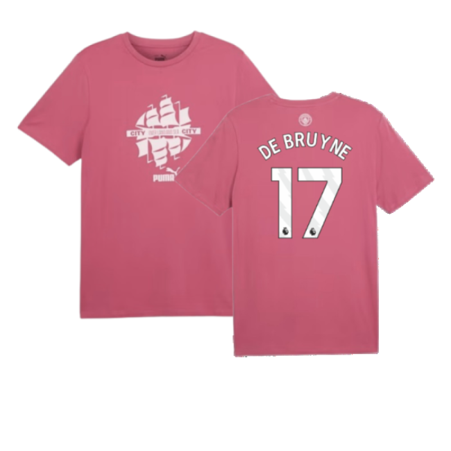2024-2025 Man City T-shirt (Dusty Orchid) (De Bruyne 17) (Dusty Orc...